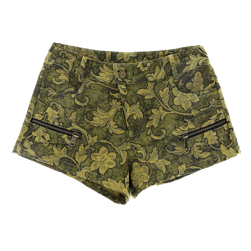 Retro Green Jacquard Shorts