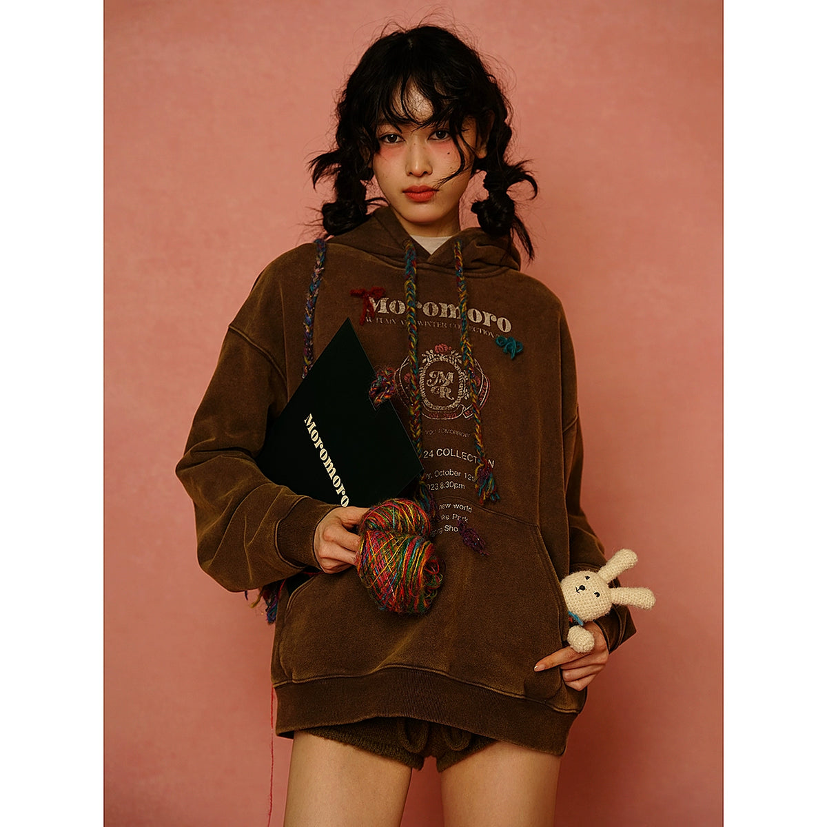 Retro Printed Woolen Rope Sweater