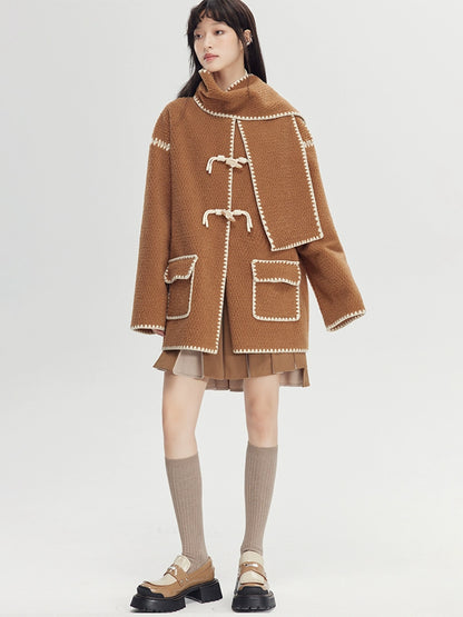 Shell Embroidered - Lamb Hair Cloak Coat