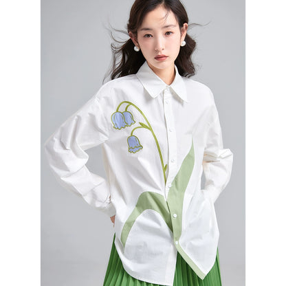 Ear UARE Embroidered Cotton Autumn Shirt