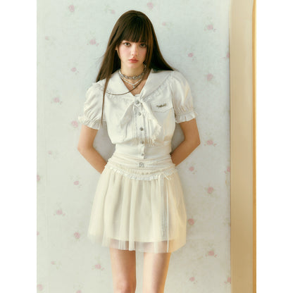 "Moonlight" High-Waist Gauze Skirt