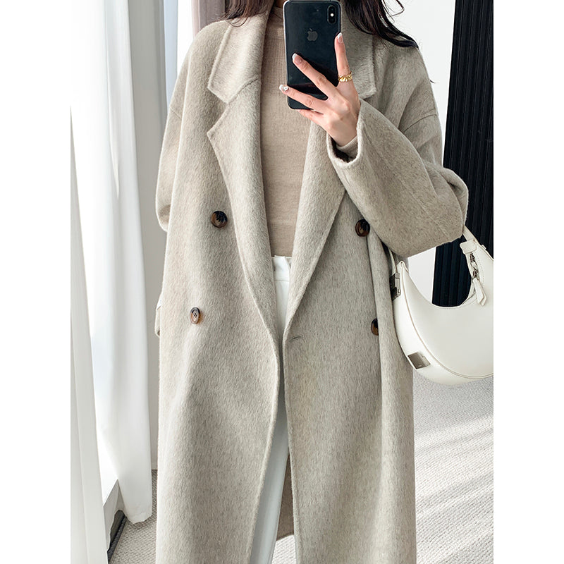 Temperament Double-Breasted Wool Coat