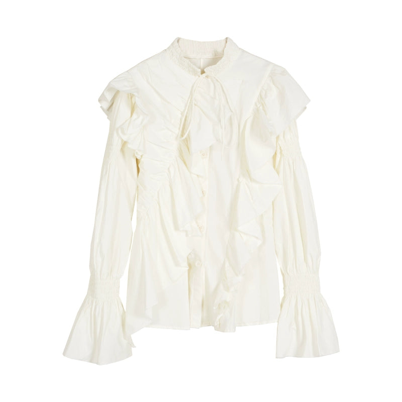 Sweet French Beige White Shirt: Spring