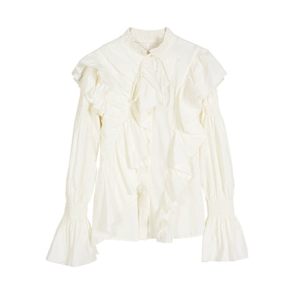 Sweet French Beige White Shirt: Spring