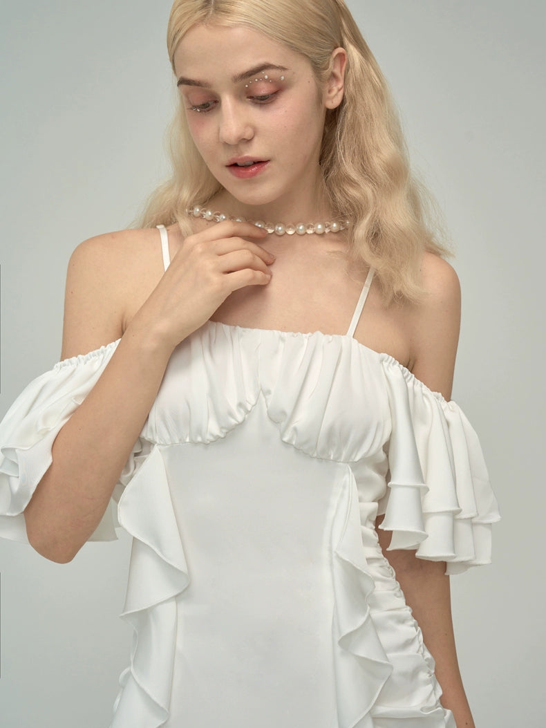 Robe de fée à volants blancs