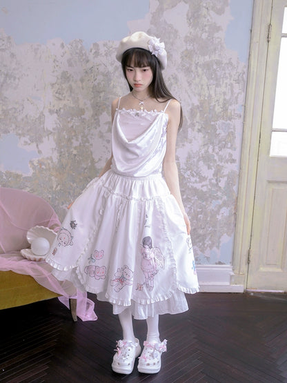 Angel Print Long Skirt
