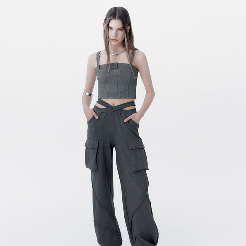 Grey Tank & Work Pants Set