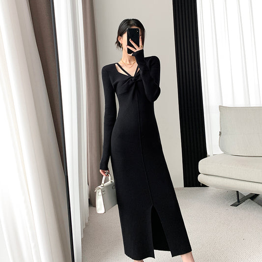 Slim Fit Black Knit Dress