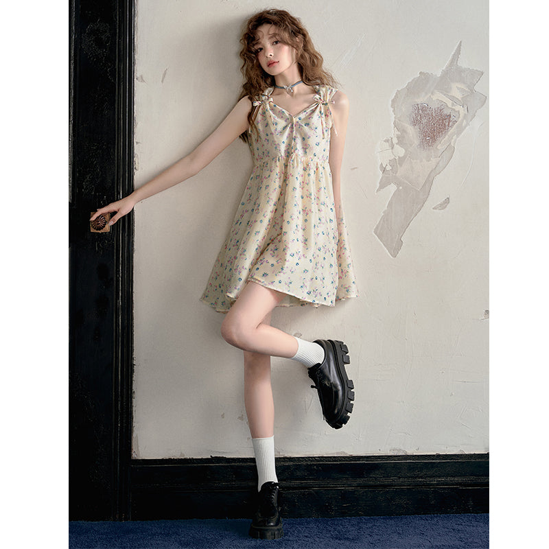 Fragmented Flower Double Layer Dress
