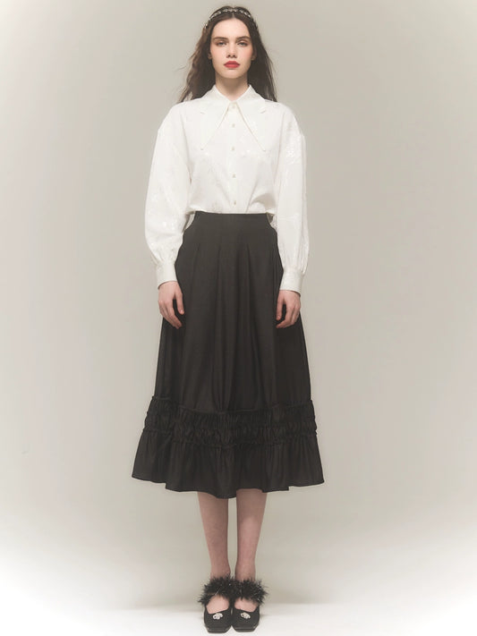 Grey Denim A-line Skirt