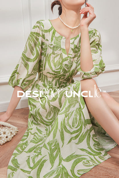 Green Kikyo Split French Dress