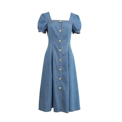 Minimalism Vintage Denim Slim Fit Dress