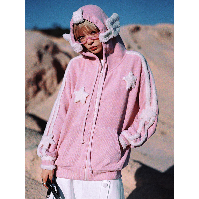 Angel Wings Star Pink Knit Coat