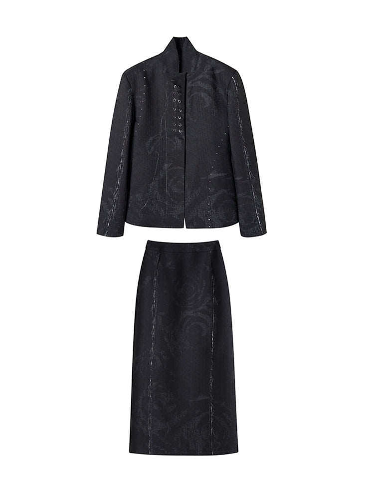 Юань -нишевый костюм и юбки, установленные для женщин