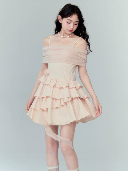 Pink Desire - One Shoulder Ruffle Dress