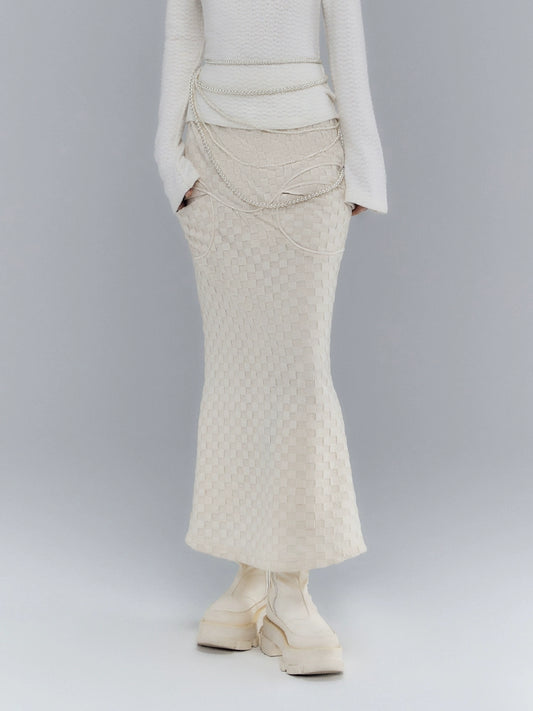 Checkered Texture Fishtail Skirt