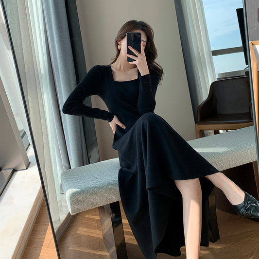 Black Knitted Slim Dress
