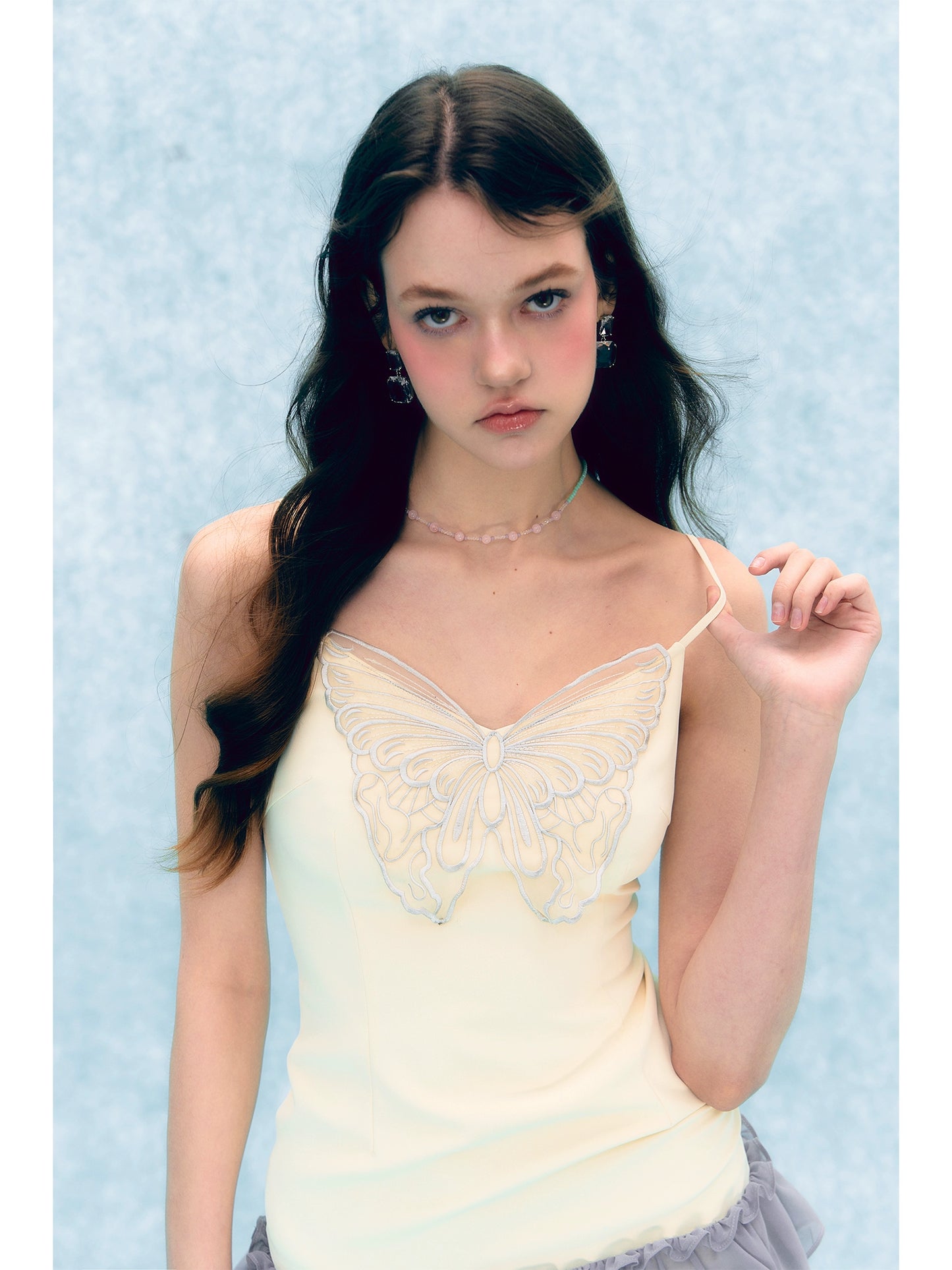 Butterfly Embroidery Suspender Dress