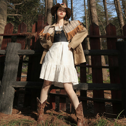 Denim Vest + Lace Dress: Leg-Lengthening