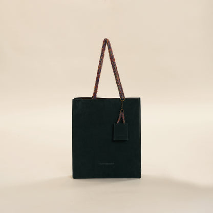 Bolso de compras estampado de ante con cuerda tejida de arcoíris clásico Retro, bolso colgante Original, bolso