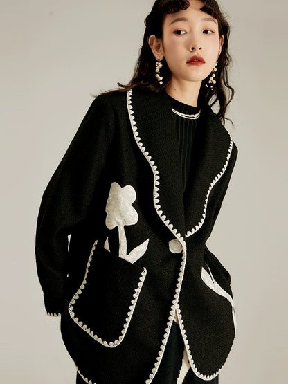 Velvet Contrast Autumn Coat