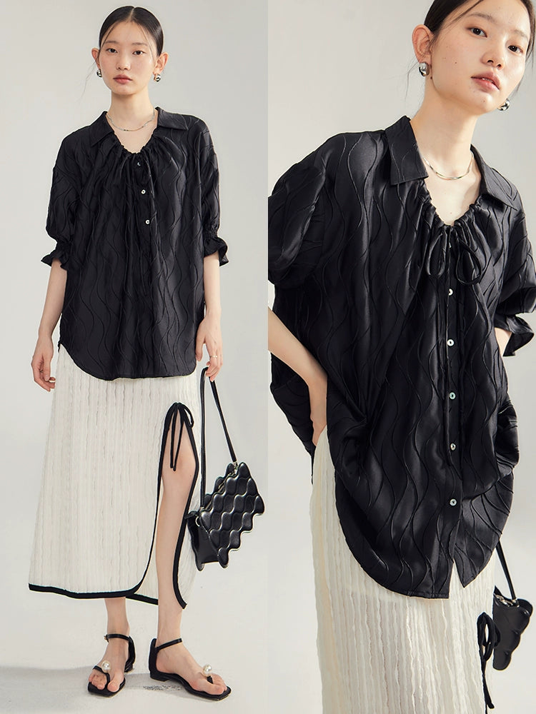 Moonlight Pleated Satin Shirt