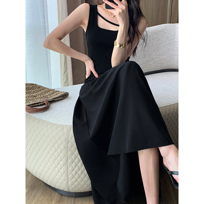 Drop Sleeveless Black Dress