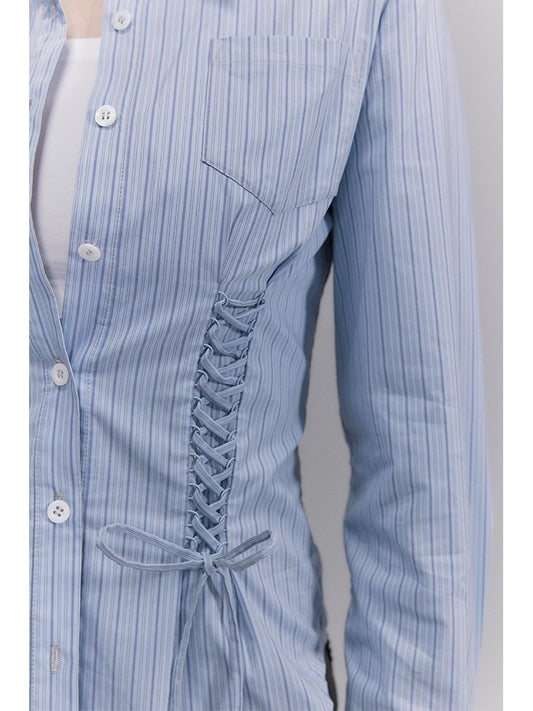 Striped Blue - Flip Collar Shirt