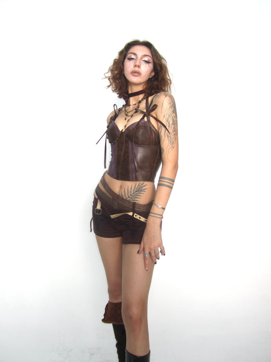 Limited Edition Leather Lace Spliced Bodysuit