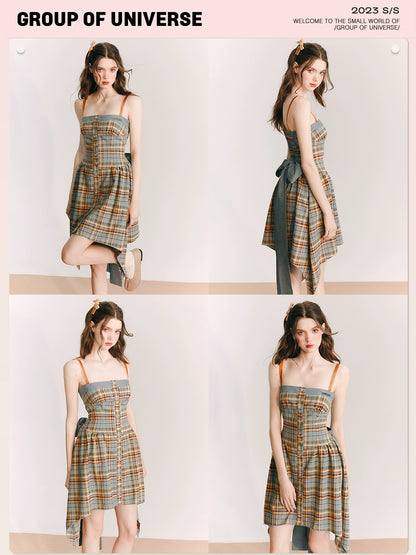 Sunflower Seaside - Plaid Irregular Dress