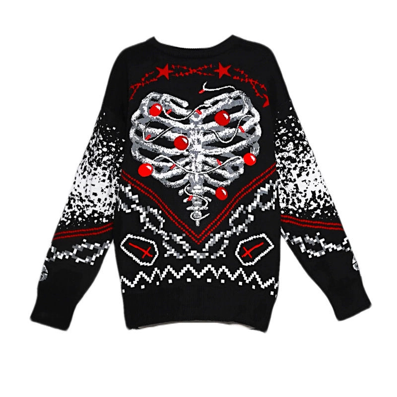 Black Goth Xmas Sweater Goth Punk Rock Ugly Christmas Sweater