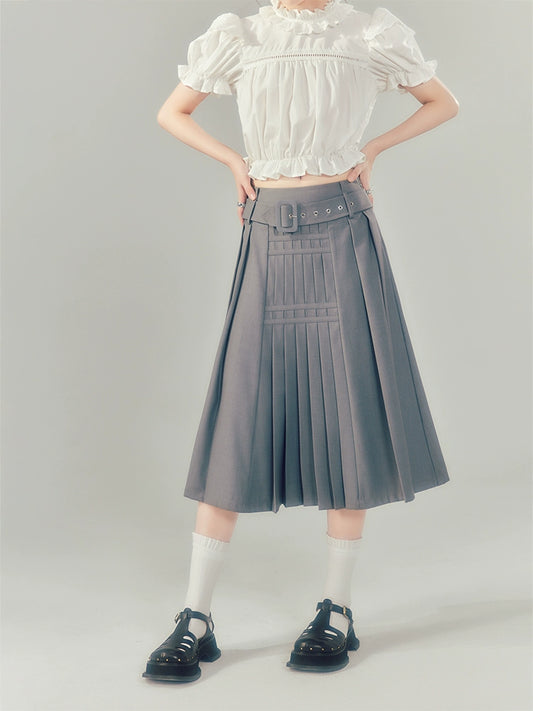 Pleated Grace - High Waist Long Skirt