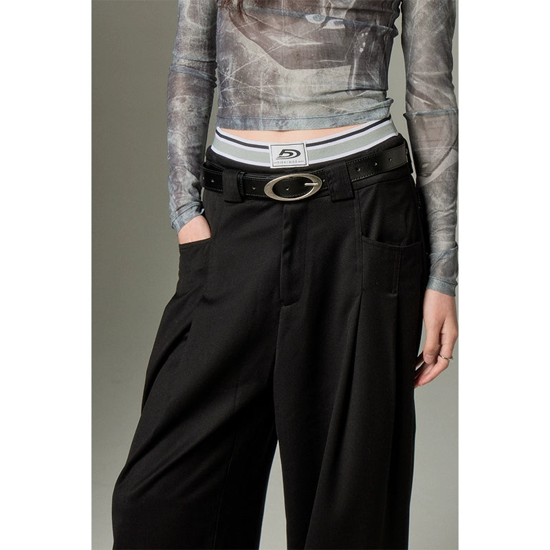 Double Pant Drop - High Waist Wide Leg Pants