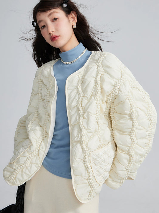 Cream Quilted Cotton Jacket