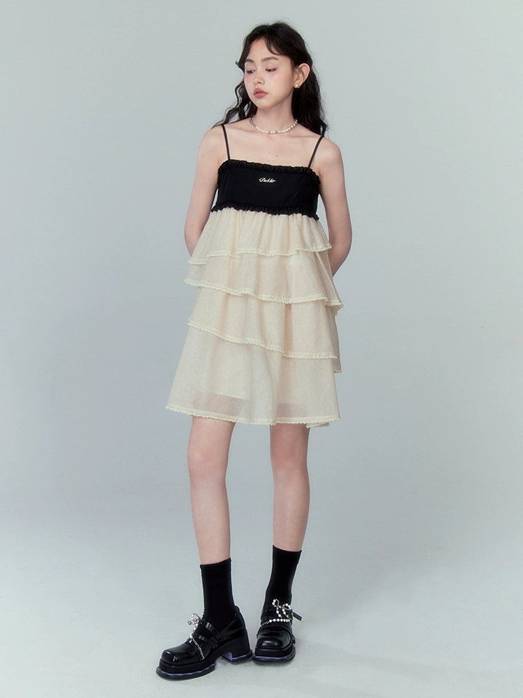 Pearl Suspender - Cake Jacquard Dress