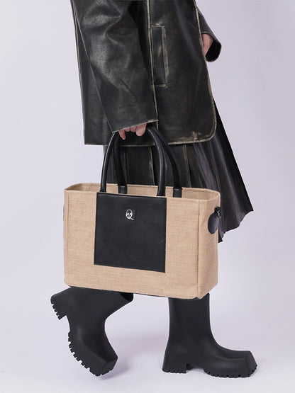 Jute Contrast Tote Bag