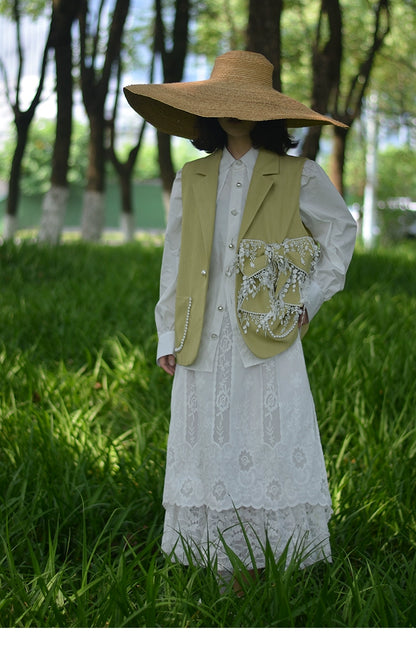 가을 드레스 새로운 오리지널 느슨한 거품 소매 프랑스 레트로 큰 폴로 칼라 긴 소매 흰 셔츠 여성
