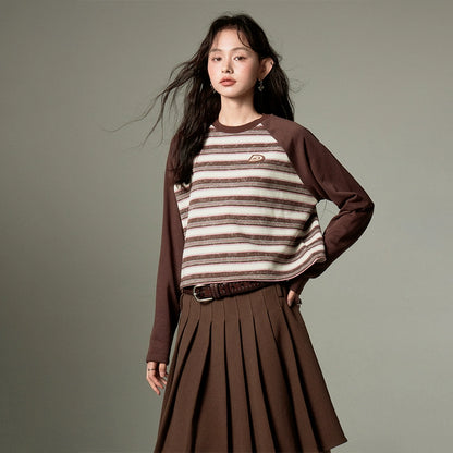 Dark Brown Retro - Raglan Sleeve Sweater