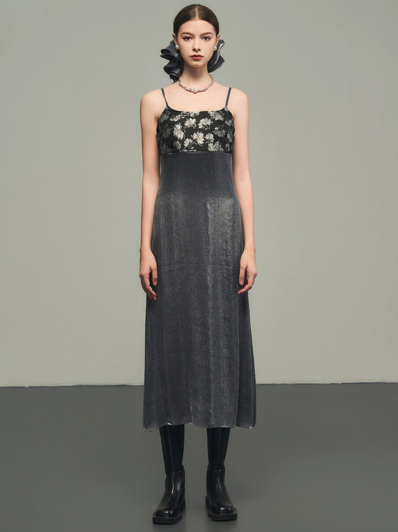 Grey Spliced Party Dress