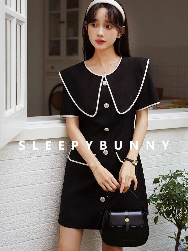 Black Doll-Neck Dress