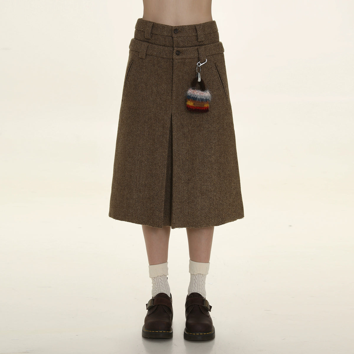 Coffee Color Double Waist Skirt