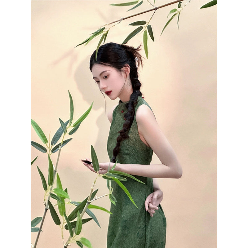 Green Vintage Qipao Dress