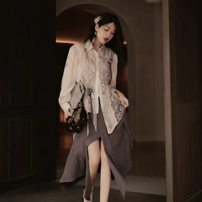 Luan Ye Liu Sha High Waist Skirt