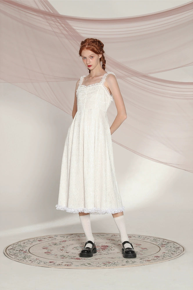 White Dove Elegance - Feather Feel Lace Dress