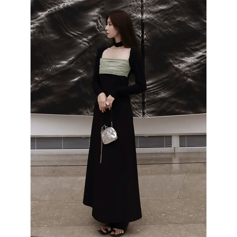 Autumn Plant Dye Spliced Long Dress