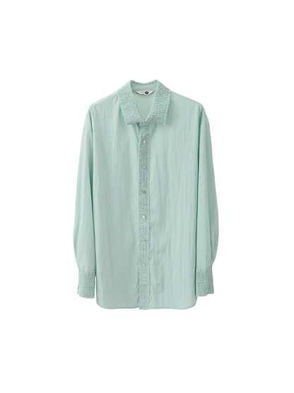 Original Design Peach Wine Mint Tea with Unique Layered Feel, Embracing Cotton Loose Long Sleeve Shirt