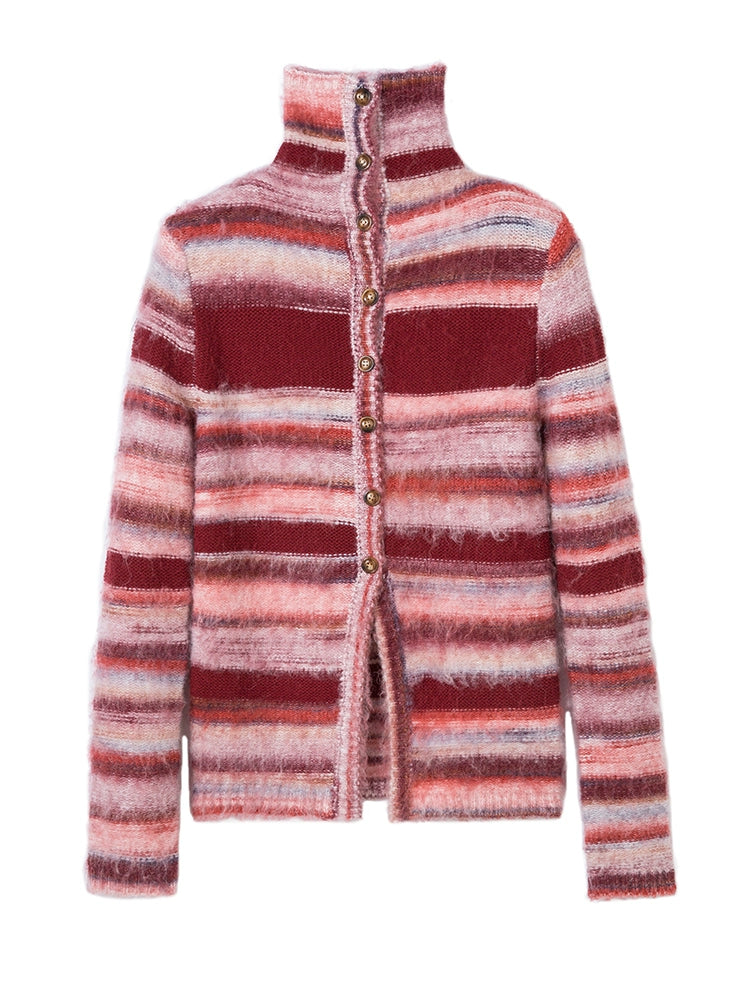 Contrast Stripe - Slim Fit Knit Cardigan