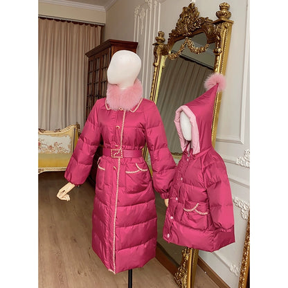 Rose Newspaper Ribbon Down Coat Set