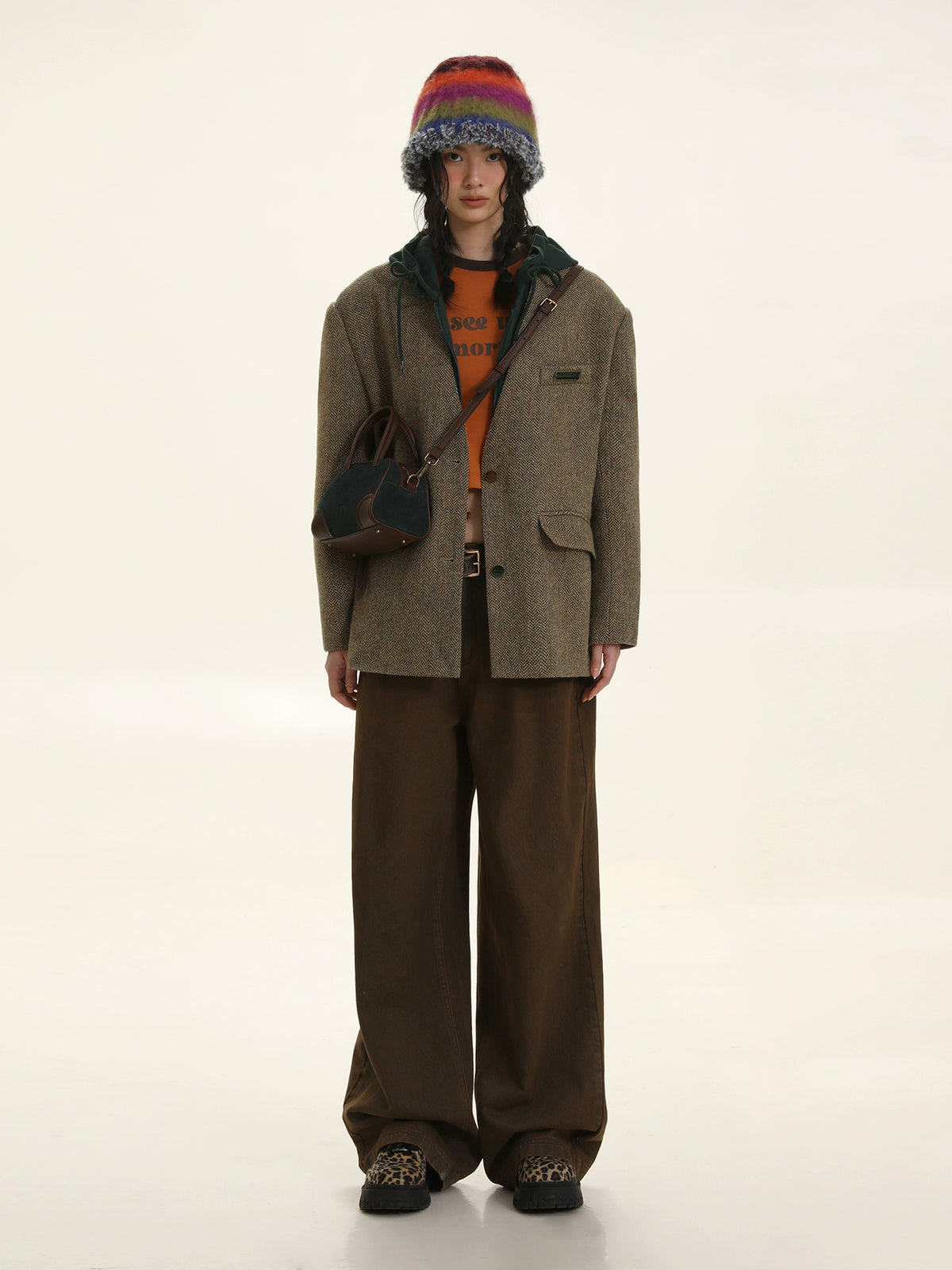 Two-Piece Knitted Hooded Suit