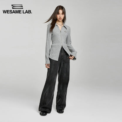 التصميم الأصلي Slim Fit Fashion متعددة الاستخدامات صدر السترة القميص الصغرى الخصر المحبوك للنساء الربيع والخريف